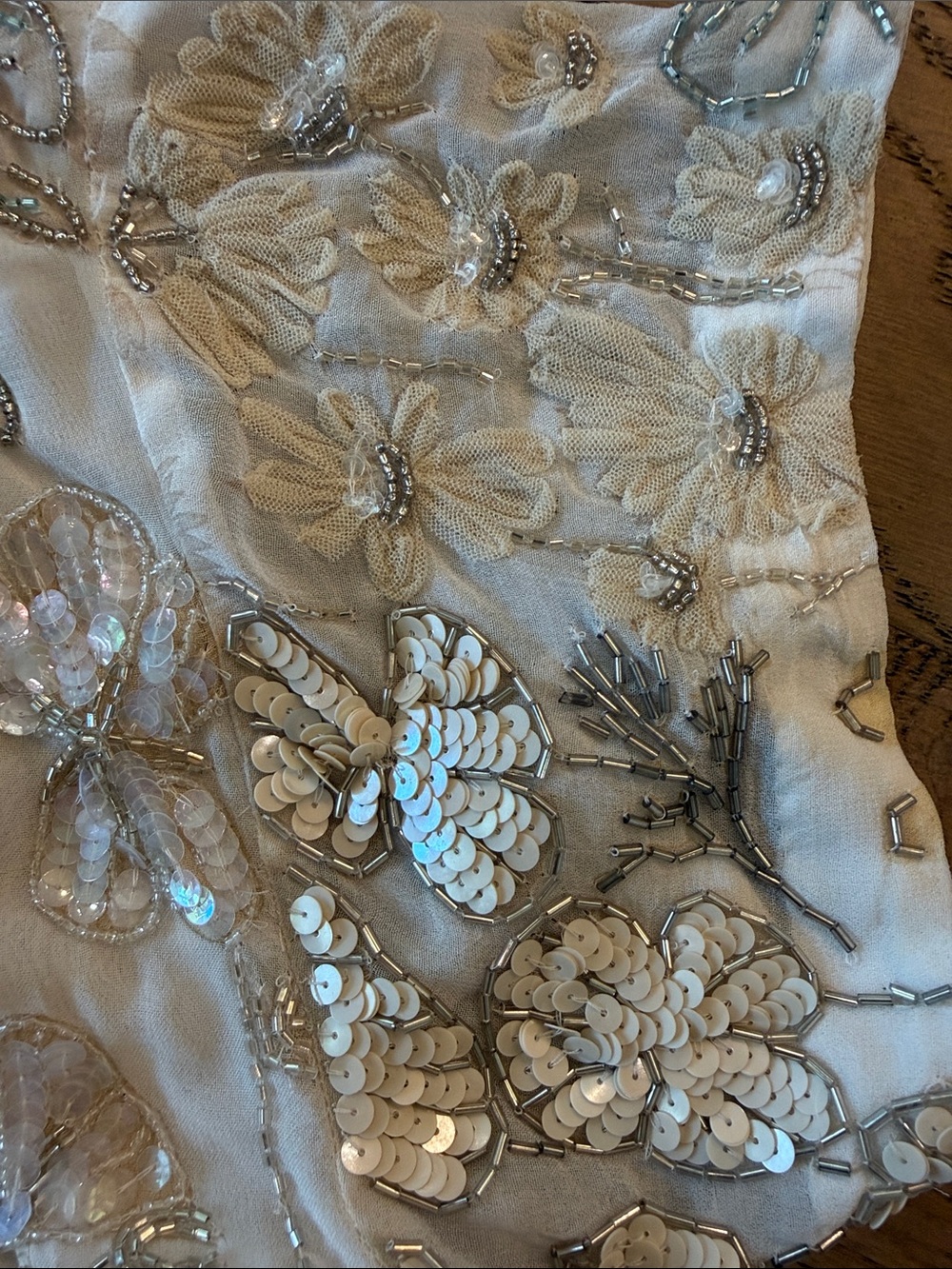 Free People White Short Sleeve Sequin Floral Top - Picture 8 of 13
